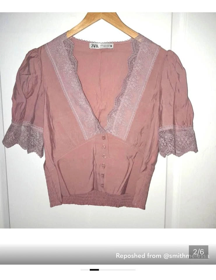 Zara Lace trim blouse XS