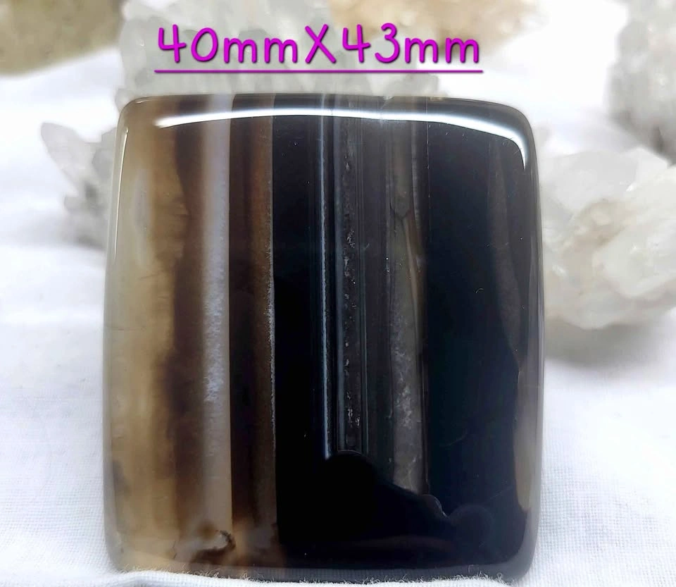 Beautiful Polished Banded Agate Cabochon – Square Stone