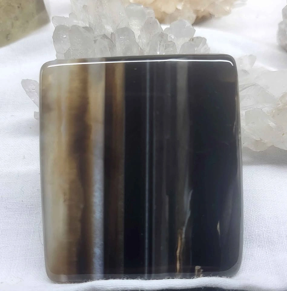 Beautiful Polished Banded Agate Cabochon – Square Stone - photo 2