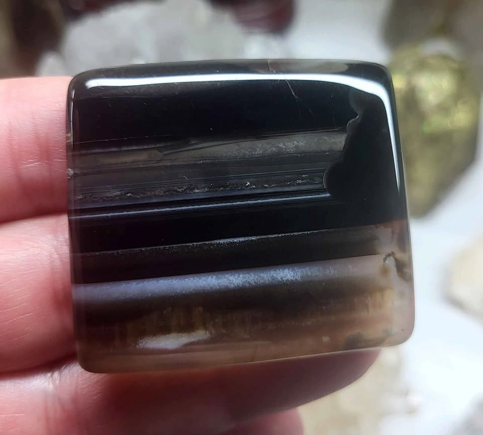 Beautiful Polished Banded Agate Cabochon – Square Stone - photo 4