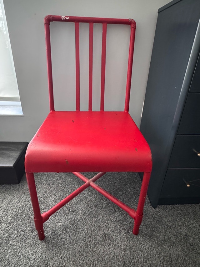 industrial metal red chair