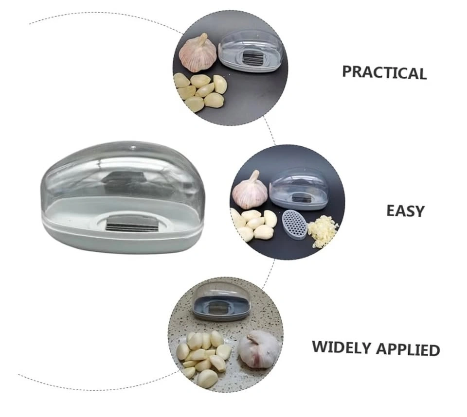 Handheld Garlic Mincer Press — Clear Dome Cover, Grey Base - photo 3