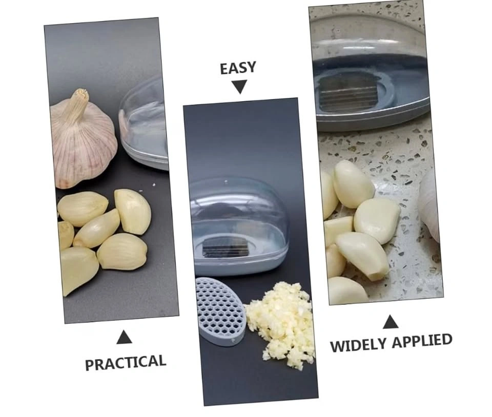 Handheld Garlic Mincer Press — Clear Dome Cover, Grey Base - photo 4