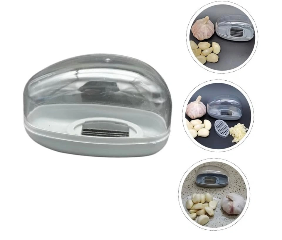 Handheld Garlic Mincer Press — Clear Dome Cover, Grey Base - photo 5
