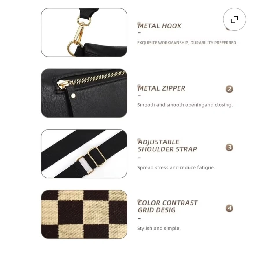 Checkerboard Crossbody Belt Bag Fanny Pack with Coin Pouch - photo 3