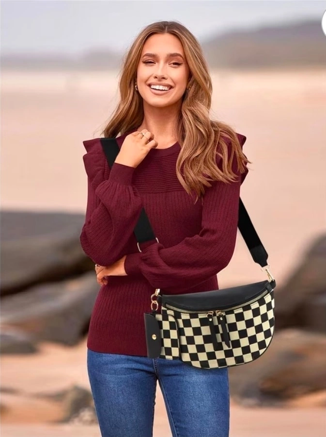 Checkerboard Crossbody Belt Bag Fanny Pack with Coin Pouch - photo 4