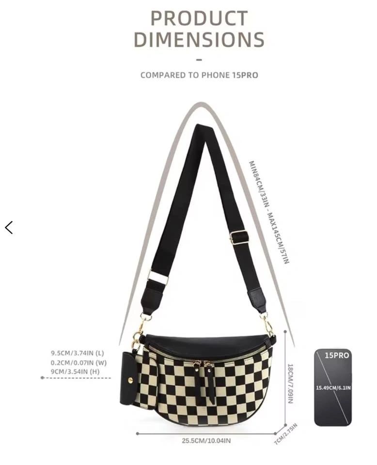 Checkerboard Crossbody Belt Bag Fanny Pack with Coin Pouch - photo 5