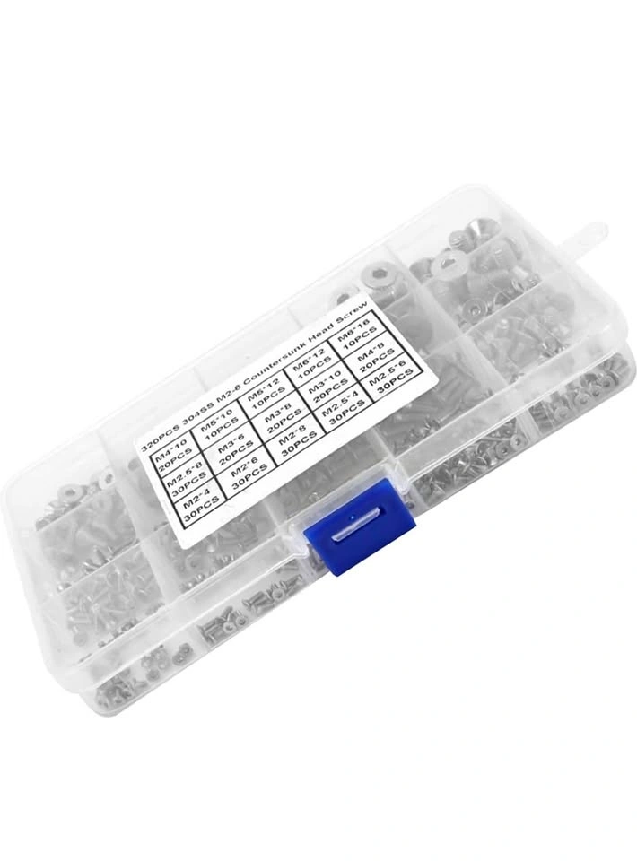 320pc M2-M6 Hex Socket Flat Head Screw Nut Washer Kit - photo 2