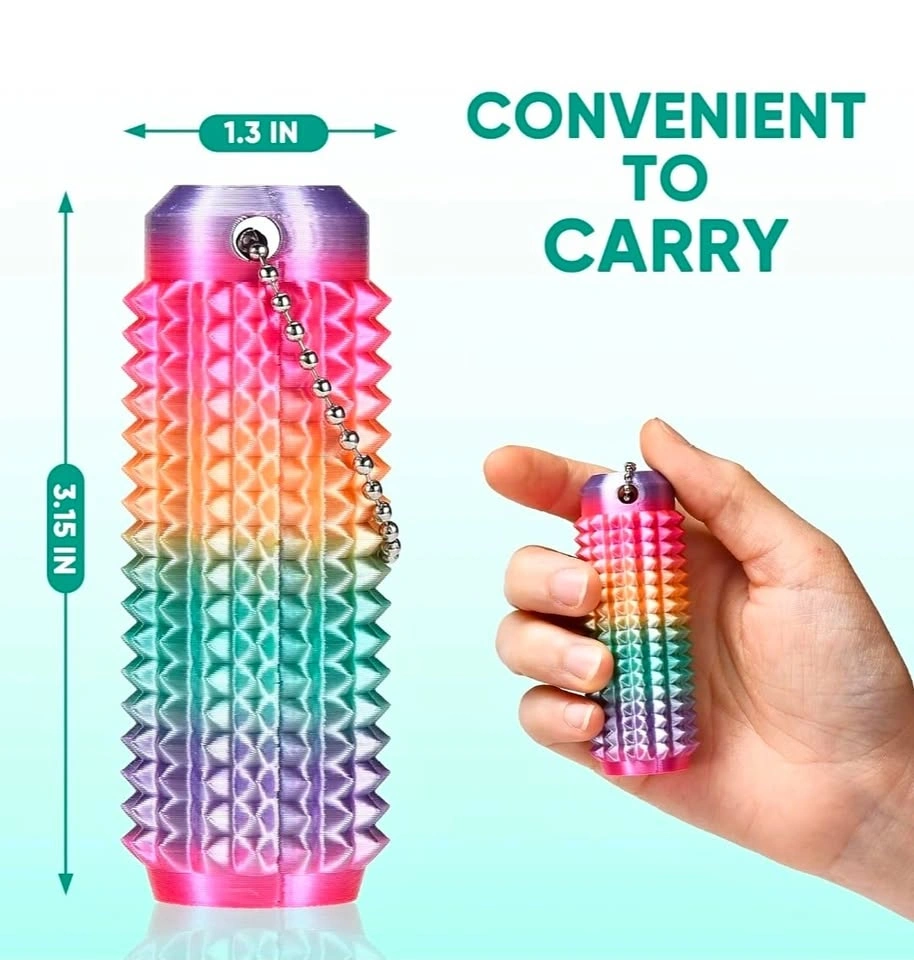 Rainbow Spiky Roller Massage Stick Keychain Fidget Toy