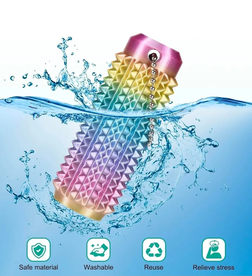 Rainbow Spiky Roller Massage Stick Keychain Fidget Toy - photo 2