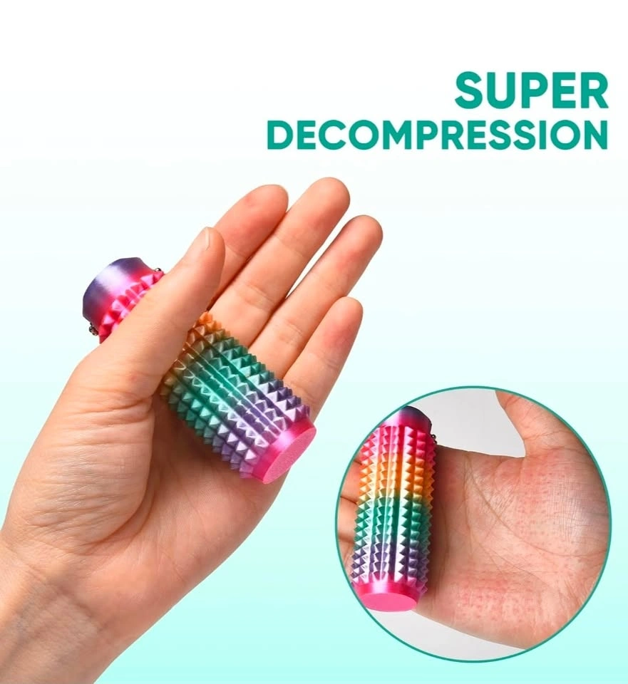Rainbow Spiky Roller Massage Stick Keychain Fidget Toy - photo 3