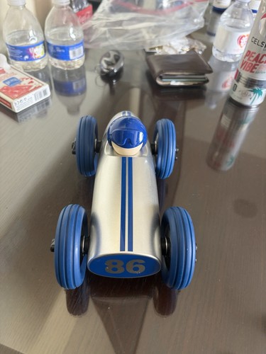 Playforever 2014 Silver & Blue Toy Race Car #86