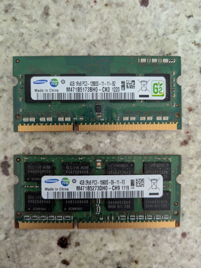 Samsung 2x4GB DDR3 SO-DIMM laptop RAM