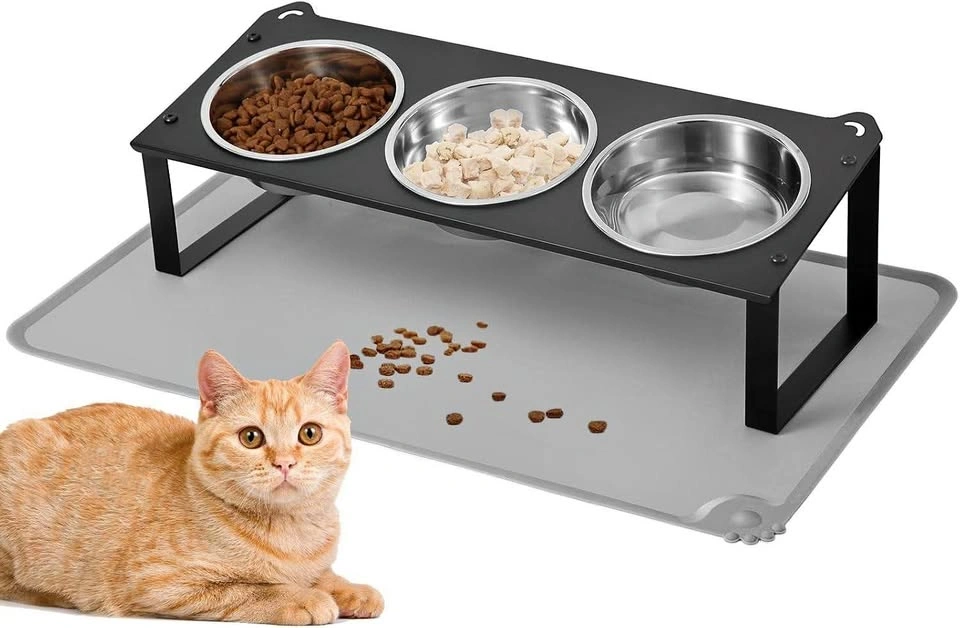 Cat Bowls with Food Mat
