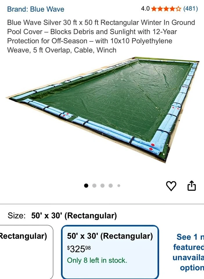 Blue Wave 30 ft x 50 ft Rectangular Winter In-Ground Pool Cover