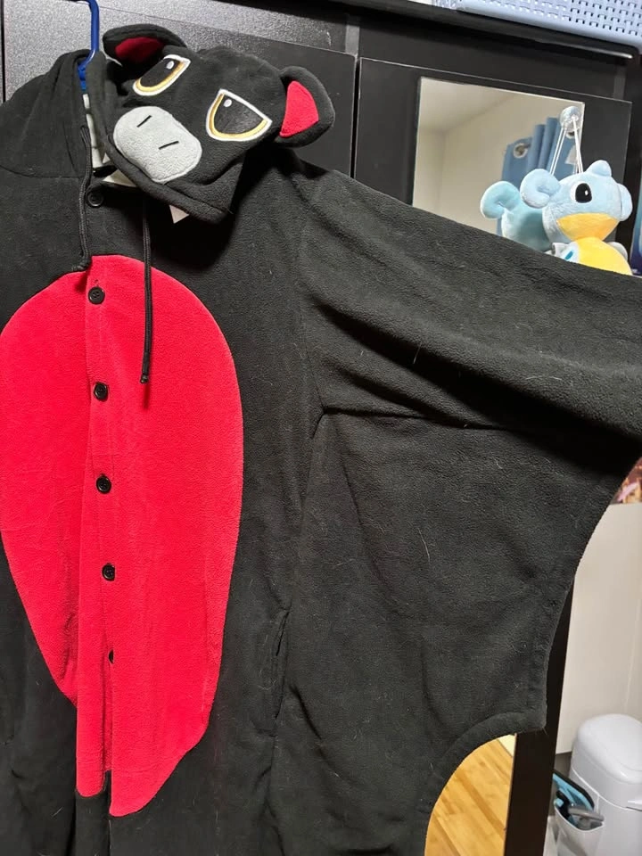 halloween bat fleece onesie (adult small) - photo 2