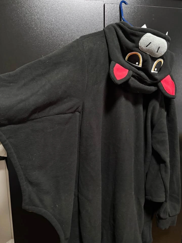 halloween bat fleece onesie (adult small) - photo 3