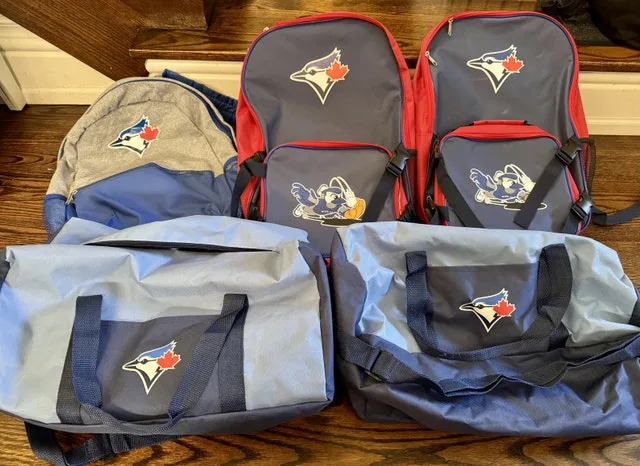 Various Toronto Blue Jays Backpacks and Duffel Bags