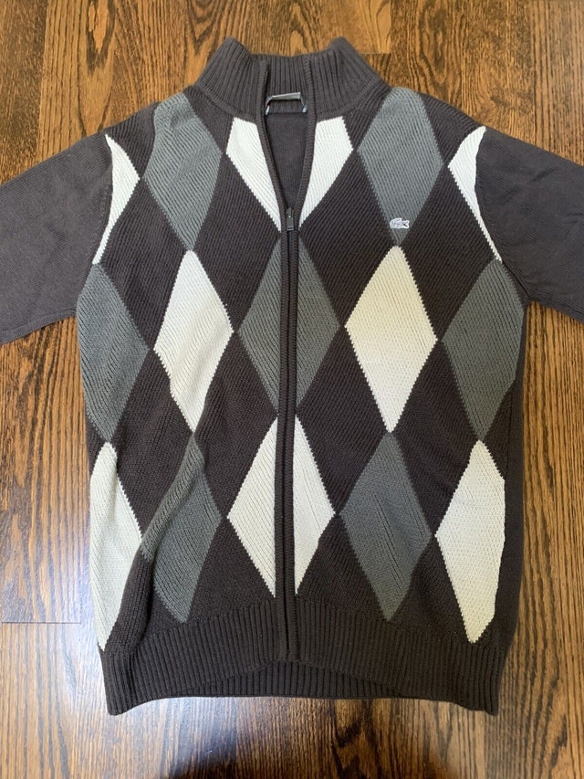 Lacoste Men's Size 4/M Zippered Knit Checkered Sweater - photo 3