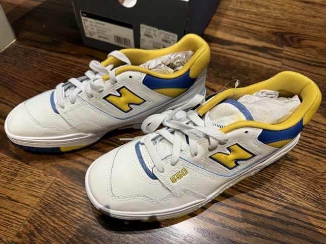 New Balance 550 Men’s Size 8 D Width in White Yellow Blue
