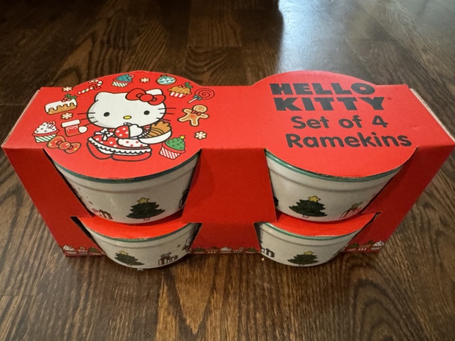 Hello Kitty Set of 4 Red and White Christmas Ramekins