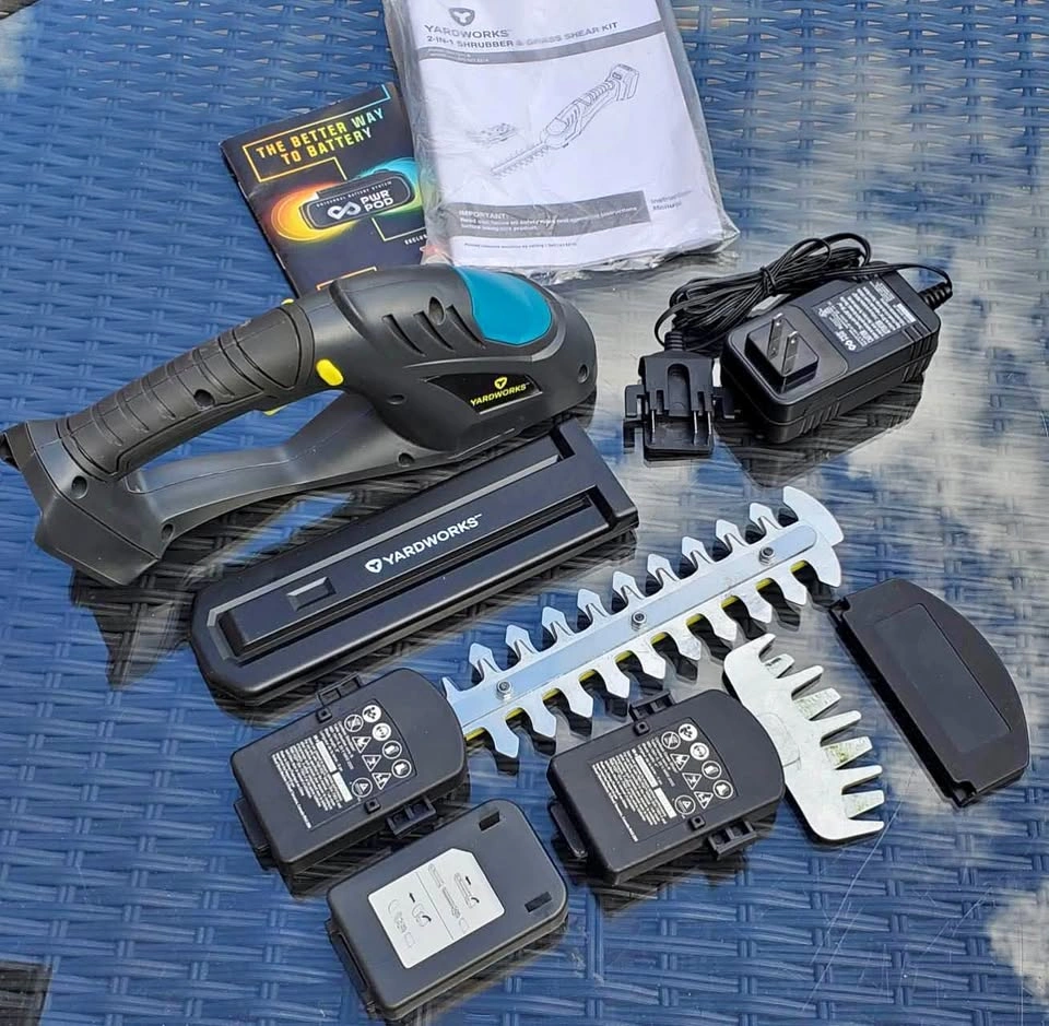 Yardworks 20V 2-in-1 Shrubber & Grass Shear Kit (No Battery)