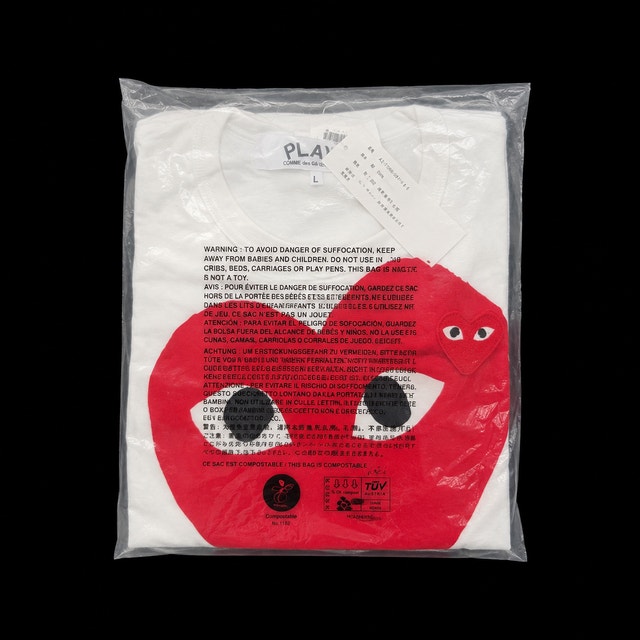 PLAY Comme des Garçons White Graphic Heart T-Shirt Size L - New - photo 4
