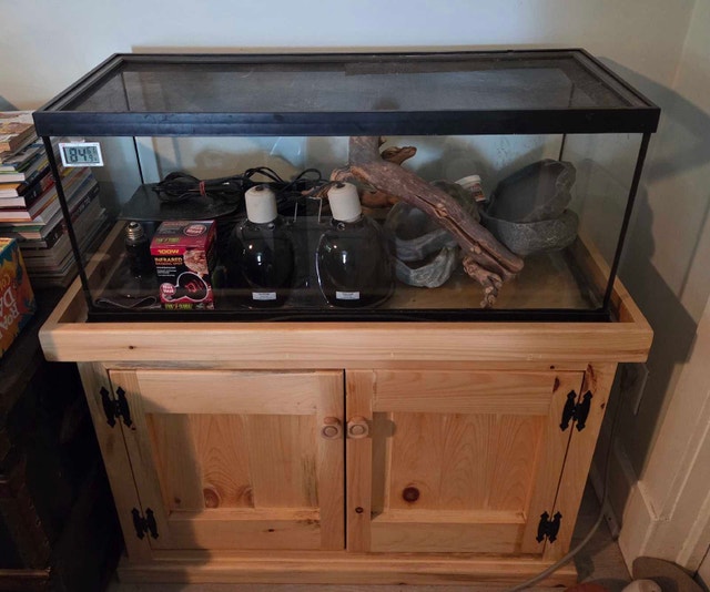 20 Gallon Reptile Terrarium w/accessories Custom Pine Stand