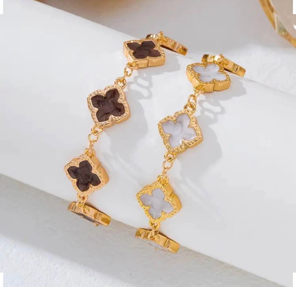 2 Elegant Easy Geometric Clover Ladies Oil Drop Bracelet Set - photo 2
