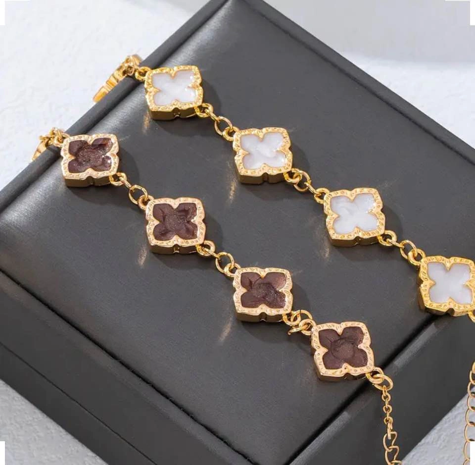 2 Elegant Easy Geometric Clover Ladies Oil Drop Bracelet Set - photo 3