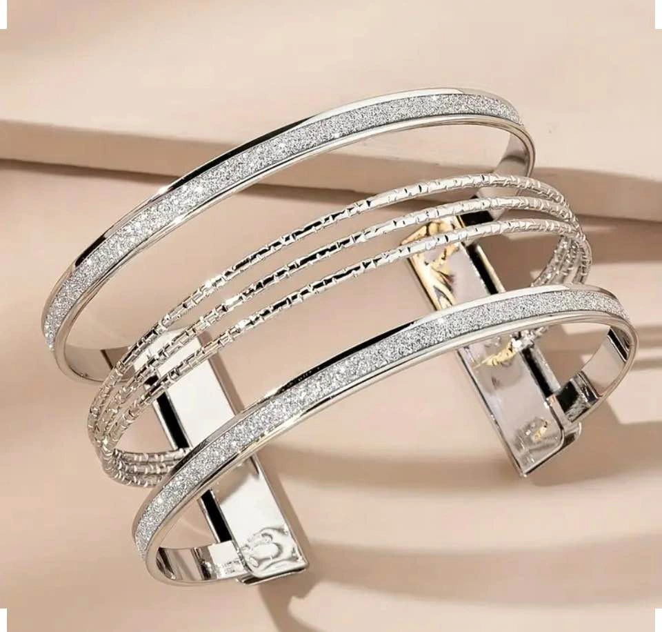 Multi-Layer Glitter Cuff Bracelet, Adjustable - photo 2