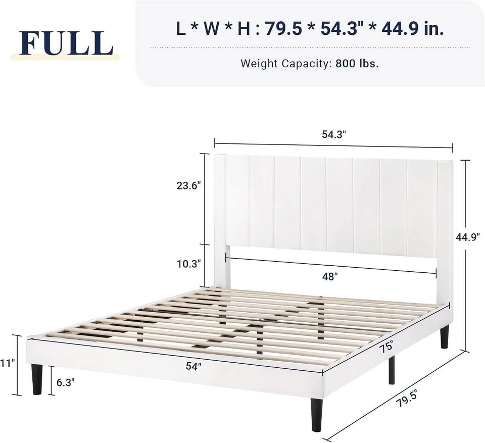 Velvet Upholstered Full Bed Frame with Tufted Headboard - photo 2