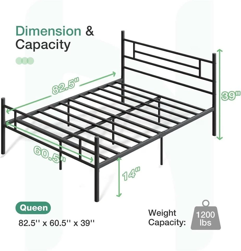 Queen Size Platform Bed Frame, Strong Slats, No Box Spring - photo 3