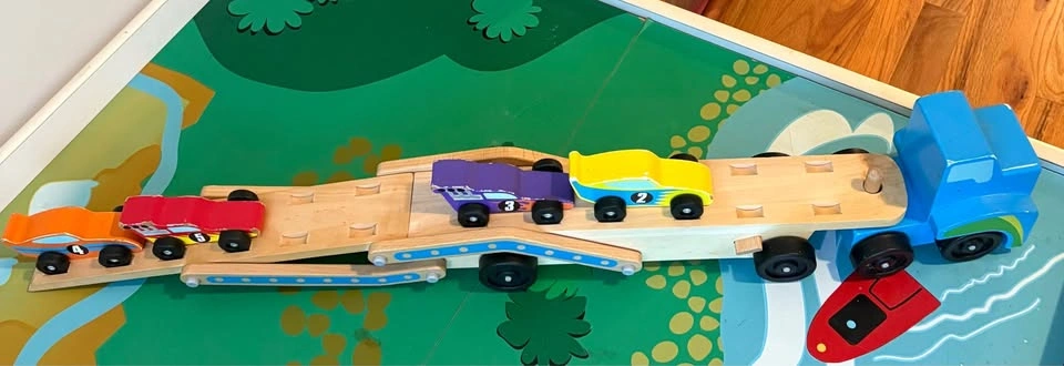 Melissa & Doug Wooden Mega Race Car Carrier (4cars) - photo 3