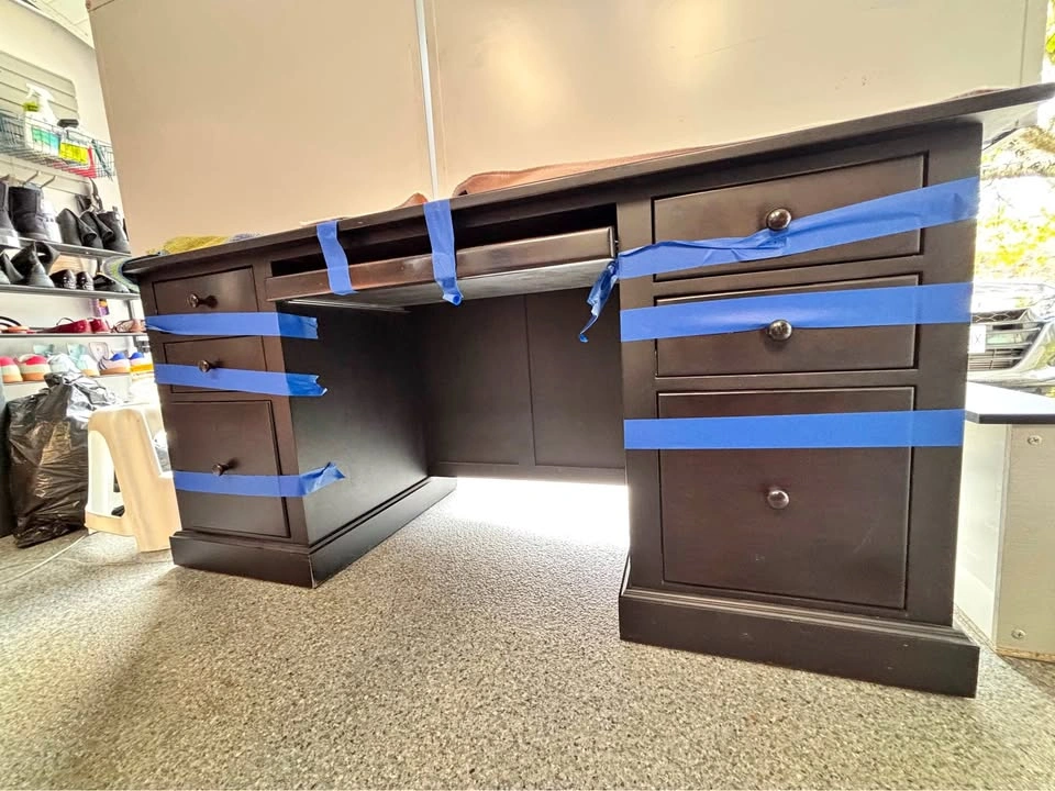 Executive Pedestal Desk — Dark Espresso Wood