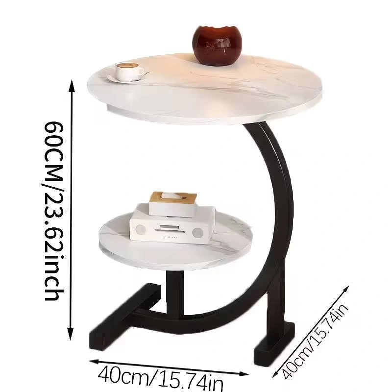 Luxury Two-tier Side Table with Dual-tier Storage Shelves - photo 3
