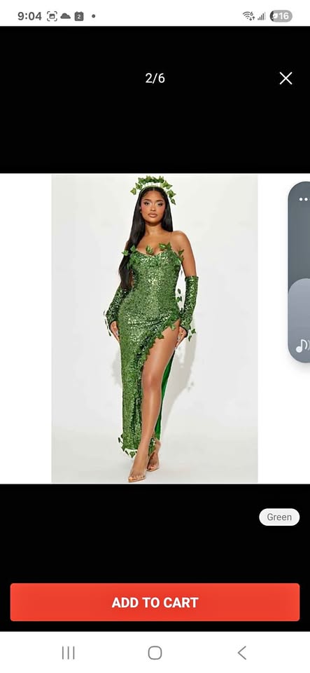 Long Green Sequin Poison Ivy Costume