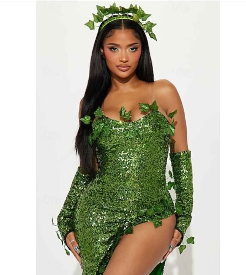 Long Green Sequin Poison Ivy Costume - photo 2