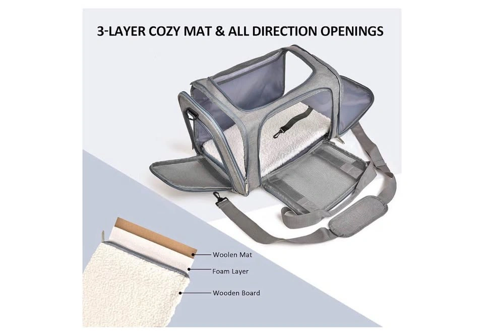 Henkelion TSA Airline Approved Pet Carrier (Grey) - 15 lbs - photo 4