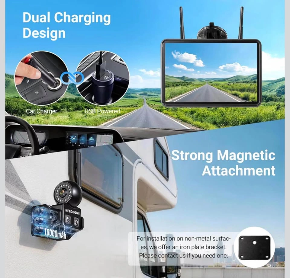 Magnetic Wireless Backup Camera Solar with 7" 1080P Monitor - photo 4