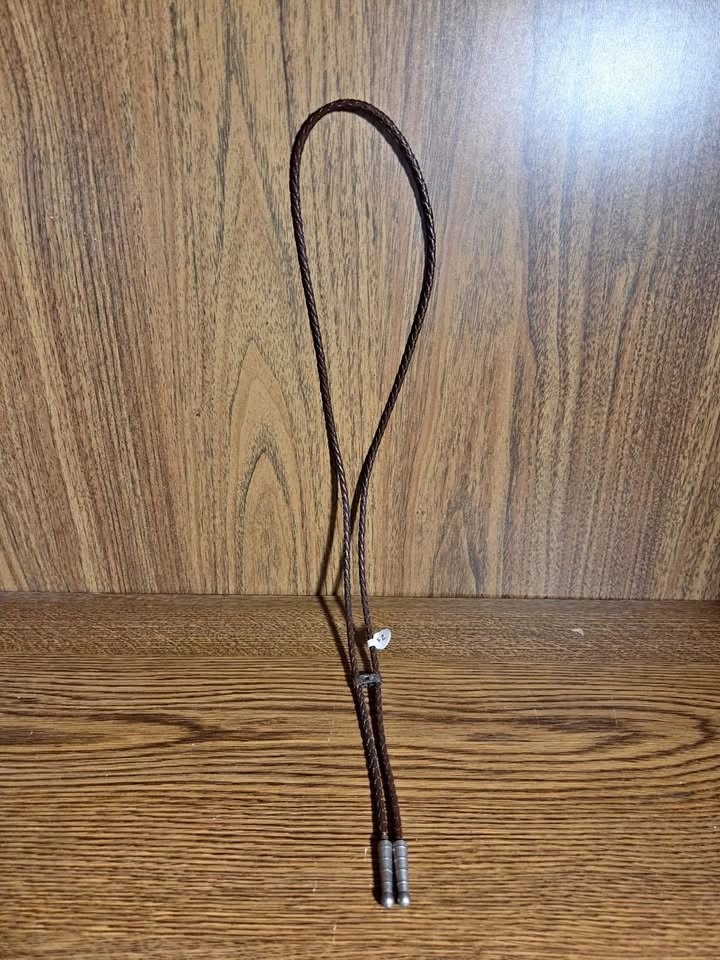 Braided Brown Leather Bolo Tie without Ornament