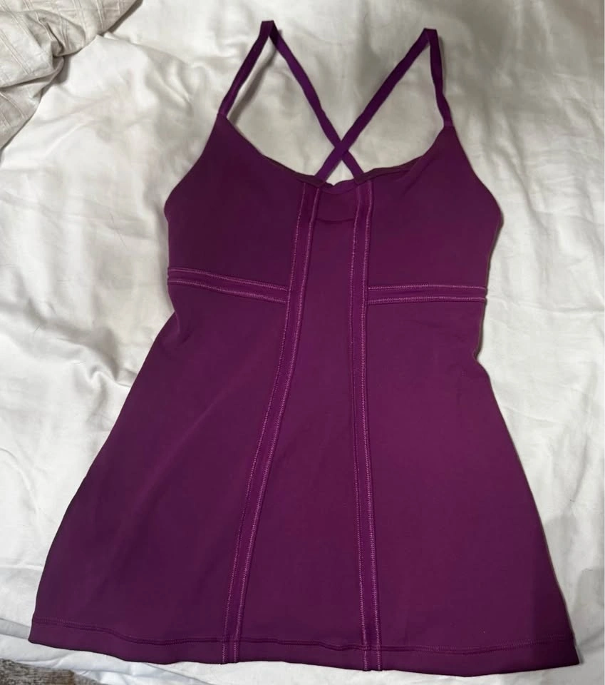Lululemon Purple Patience Cross Back Athletic Tank Top Size 4 - photo 2
