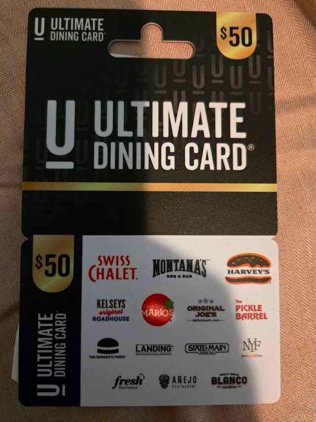 $50 Ultimate Dining Card Gift Card – Unused / Activated