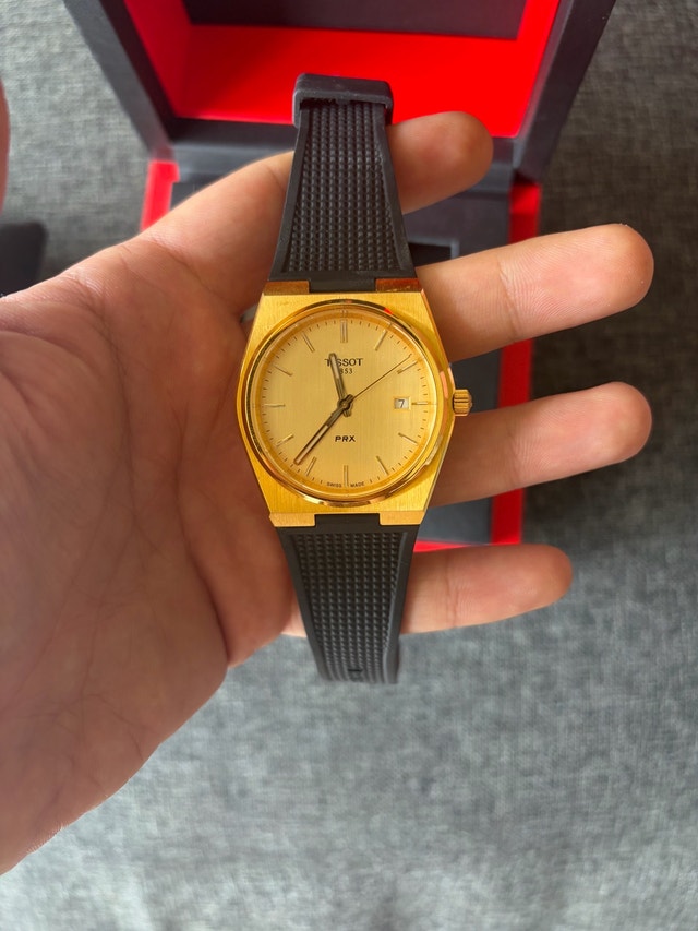 Tissot PRX 40mm Gold Quartz Watch Black Strap - photo 2