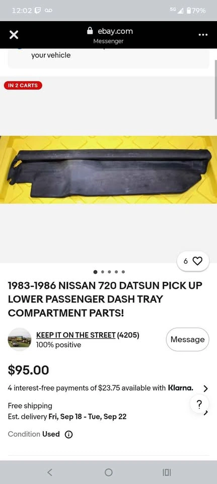 1983-1986 Nissan 720 Datsun Pickup Lower Passenger Dash Tray - photo 4