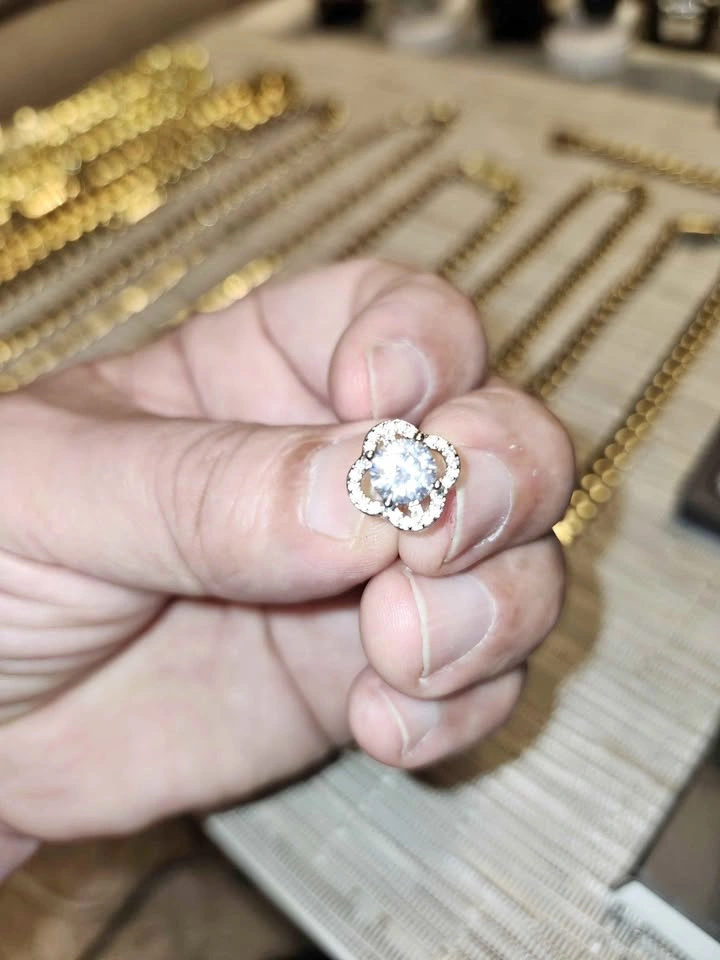 1 carat Moissonite Quatrefoil Halo Stud Earrings