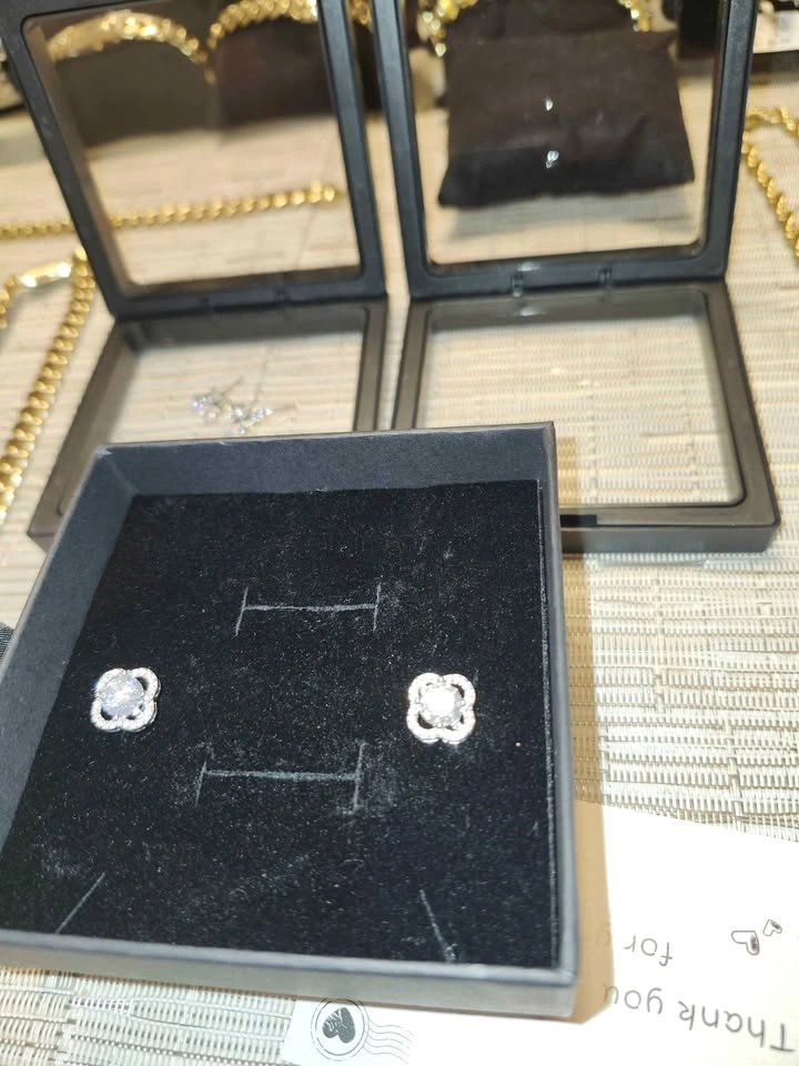 1 carat Moissonite Quatrefoil Halo Stud Earrings - photo 2