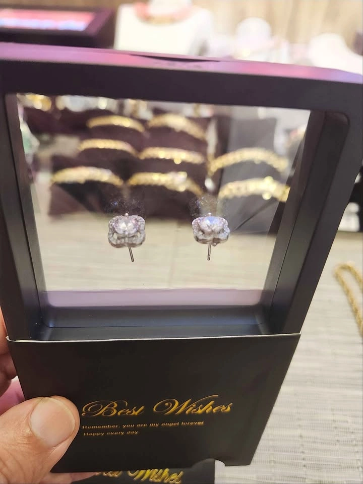 1 carat Moissonite Quatrefoil Halo Stud Earrings - photo 3