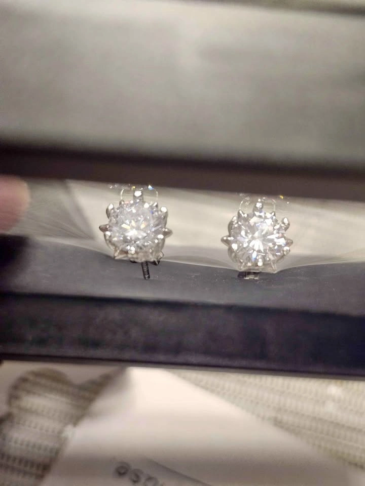 Moissanite 1 Carat Each Round Cut Stud Earrings