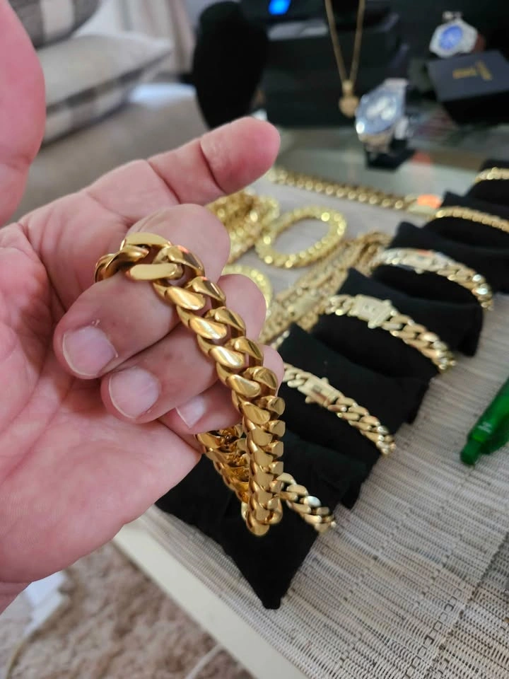 Gold-Toned Cuban Link Bracelet with Iced Out K Clasp - photo 2